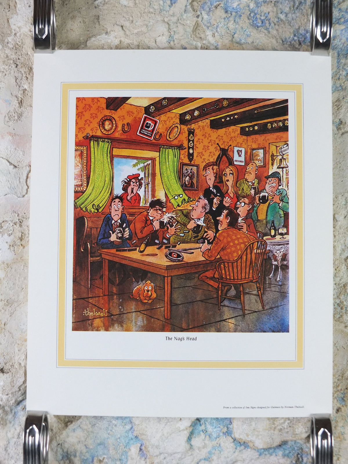 1974 Original Vintage Guinness Poster, The Nag's Head, by Norman Thewell, pub lovers, advertising ale Irish stout print, wall art retro
