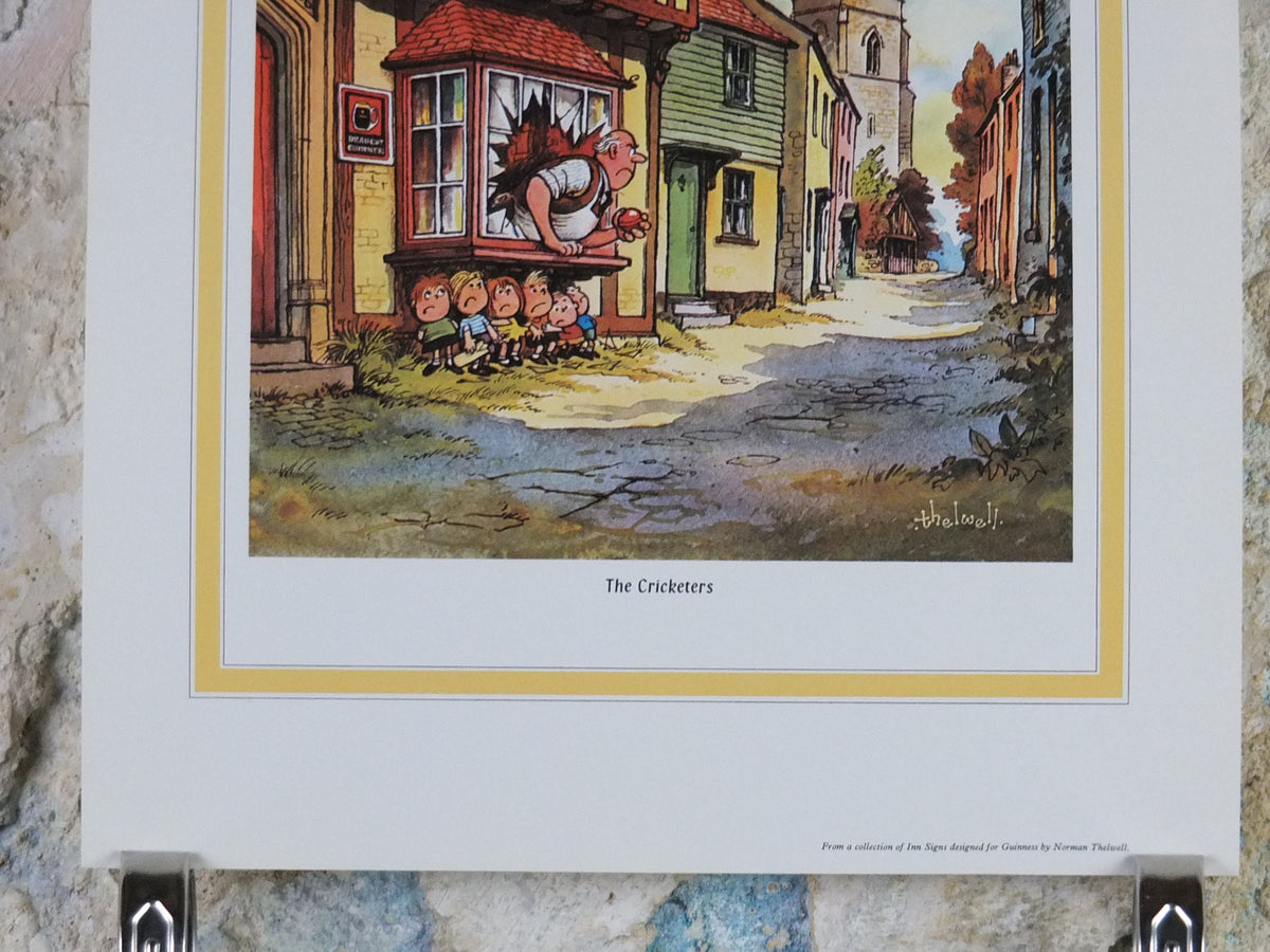 1974 Original Vintage Guinness Poster, The Cricketers, by Norman Thewell, pub lovers, advertising ale Irish stout print, wall art retro