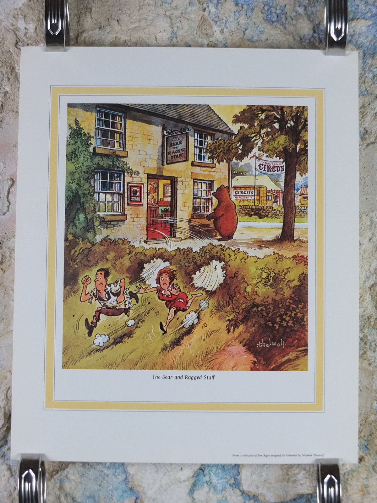 1974 Original Vintage Guinness Poster, The Bird Bear and Ragged Staff, by Norman Thewell, pub lovers, ale Irish stout print, wall art retro