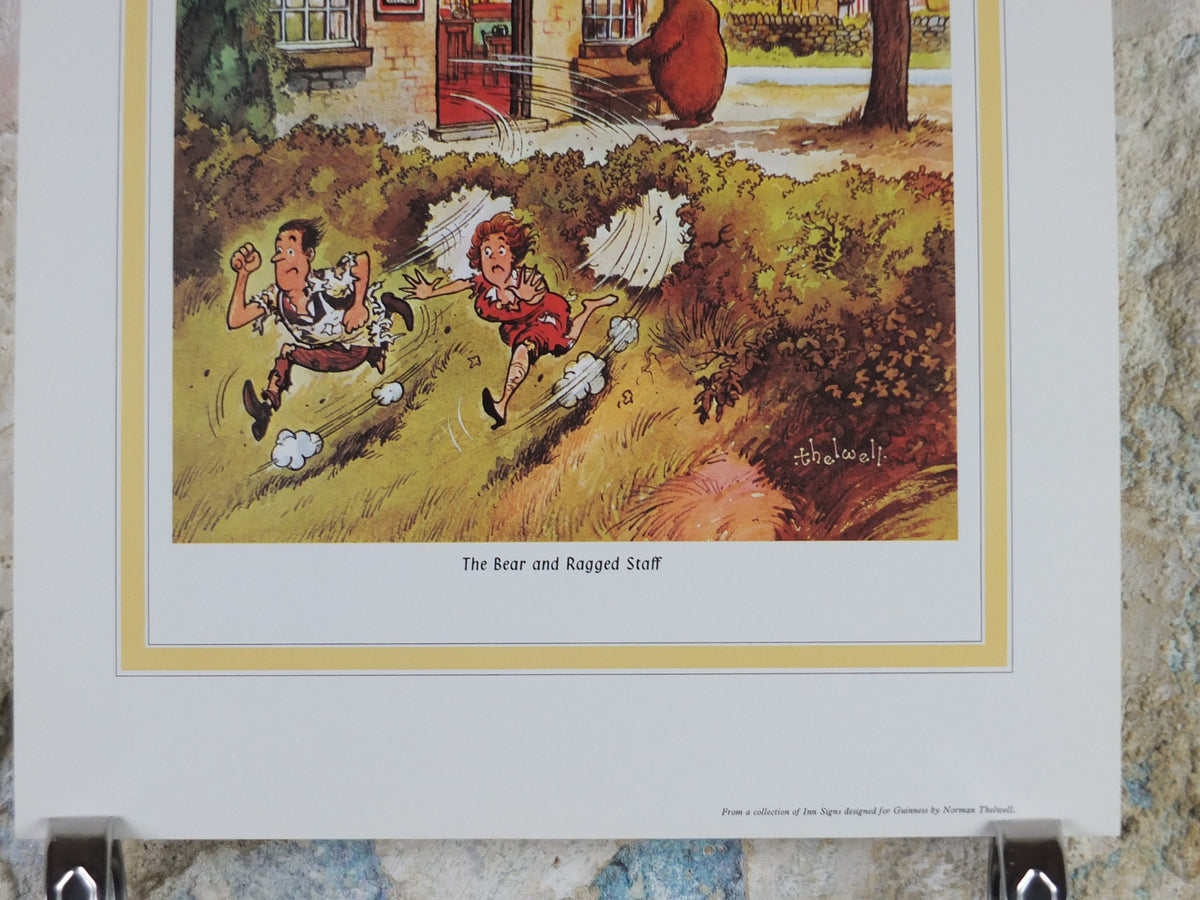 1974 Original Vintage Guinness Poster, The Bird Bear and Ragged Staff, by Norman Thewell, pub lovers, ale Irish stout print, wall art retro