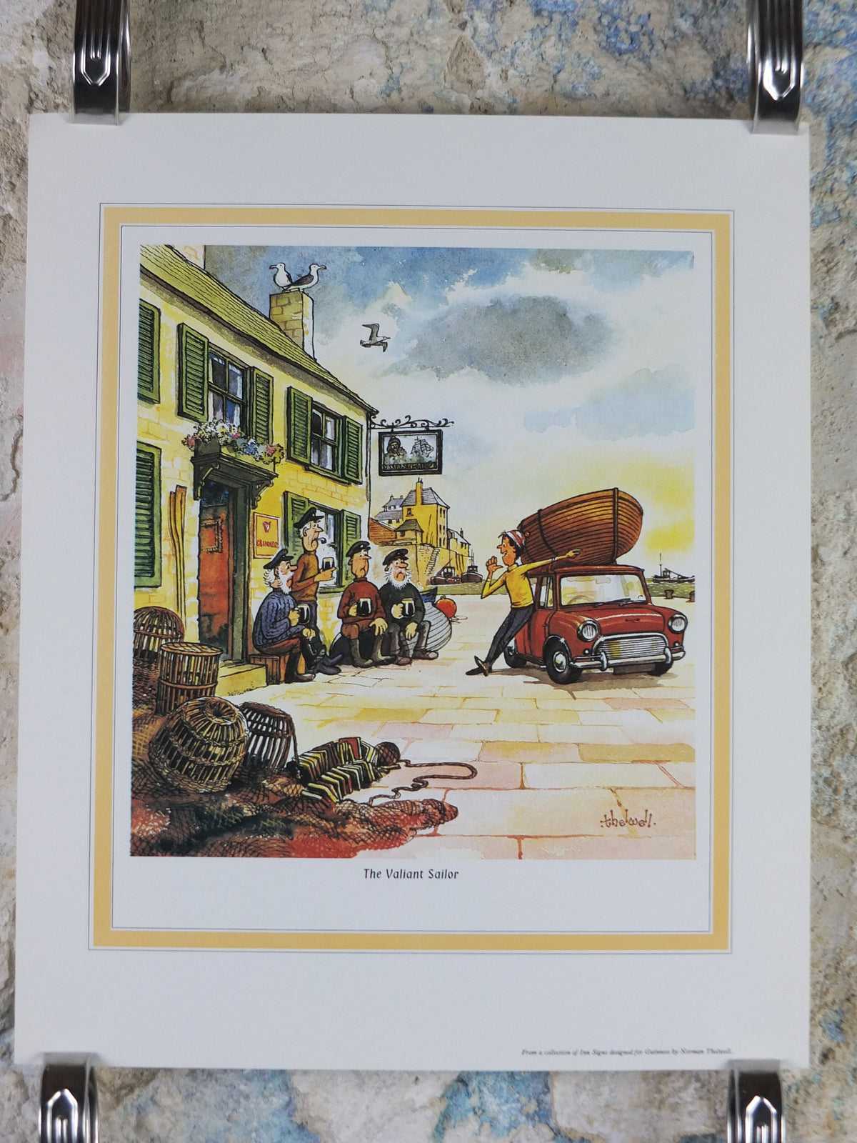1974 Original Vintage Guinness Poster, The Valiant Sailor, by Norman Thewell, pub lovers, advertising ale Irish stout print, wall art retro