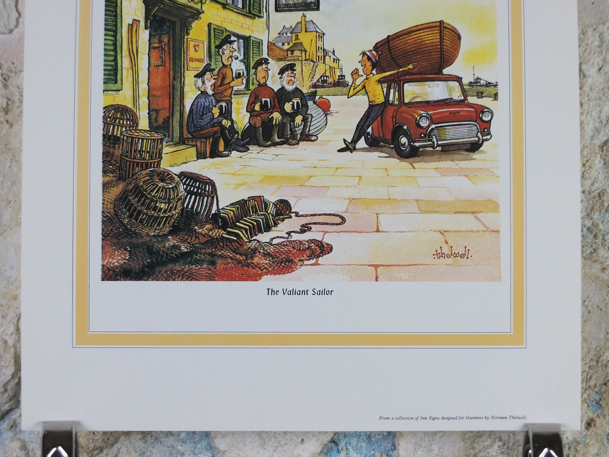 1974 Original Vintage Guinness Poster, The Valiant Sailor, by Norman Thewell, pub lovers, advertising ale Irish stout print, wall art retro