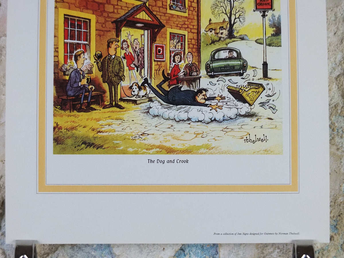 1974 Original Vintage Guinness Poster, The Dog and Crook, by Norman Thewell, pub lovers, advertising ale Irish stout print, wall art retro
