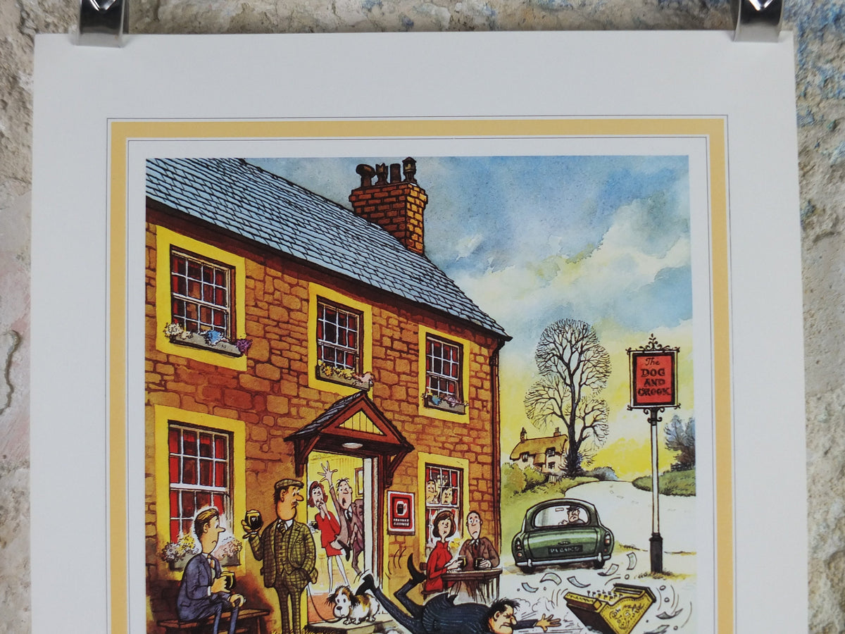 1974 Original Vintage Guinness Poster, The Dog and Crook, by Norman Thewell, pub lovers, advertising ale Irish stout print, wall art retro