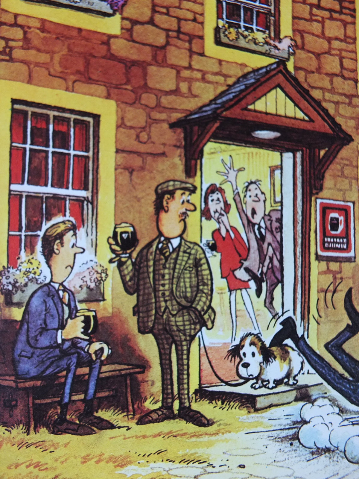 1974 Original Vintage Guinness Poster, The Dog and Crook, by Norman Thewell, pub lovers, advertising ale Irish stout print, wall art retro