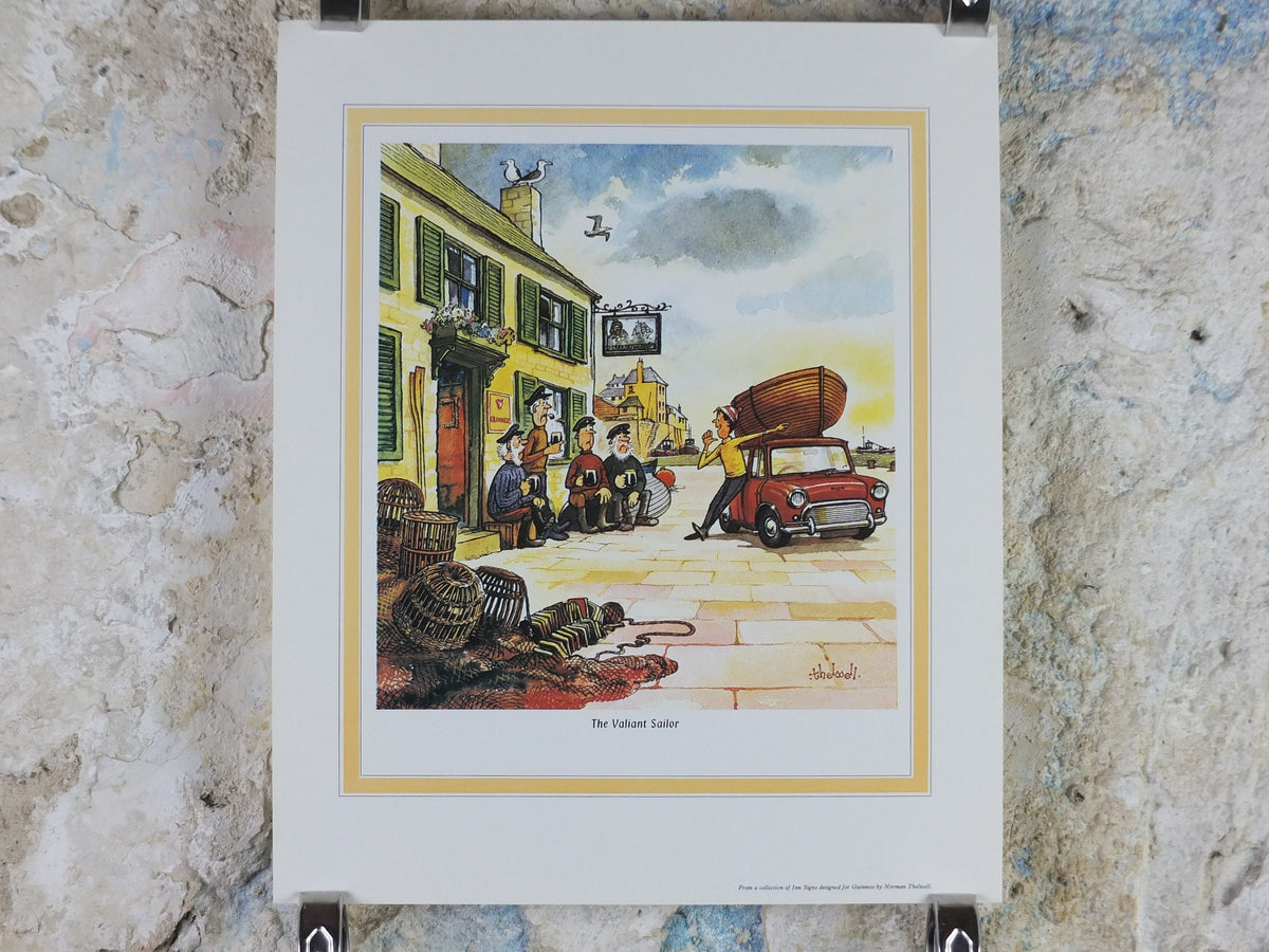 1974 Original Vintage Guinness Poster, The Valiant Sailor, by Norman Thewell, pub lovers, advertising ale Irish stout print, wall art retro