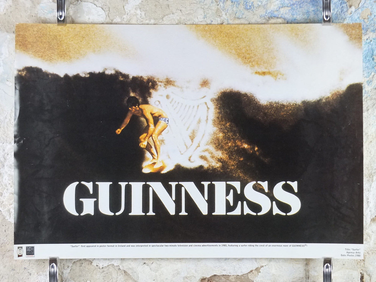 2001 Vintage Guinness Poster, Surfer, Guinness Wave, advertising ale Irish stout beer, wall art retro decor
