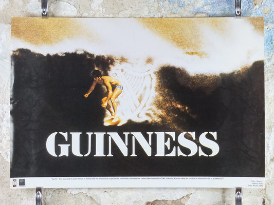 2001 Vintage Guinness Poster, Surfer, Guinness Wave, advertising ale Irish stout beer, wall art retro decor