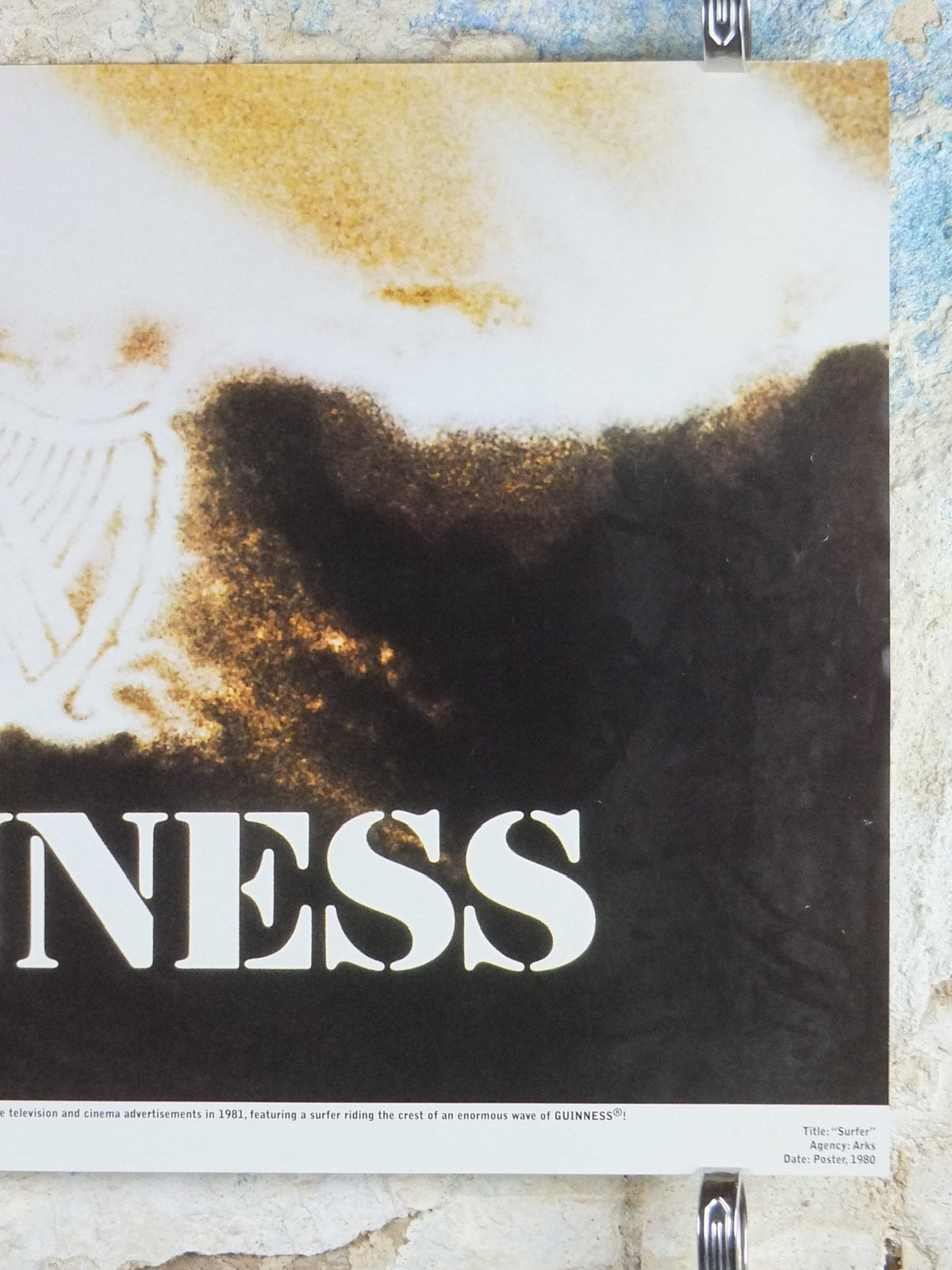 2001 Vintage Guinness Poster, Surfer, Guinness Wave, advertising ale Irish stout beer, wall art retro decor