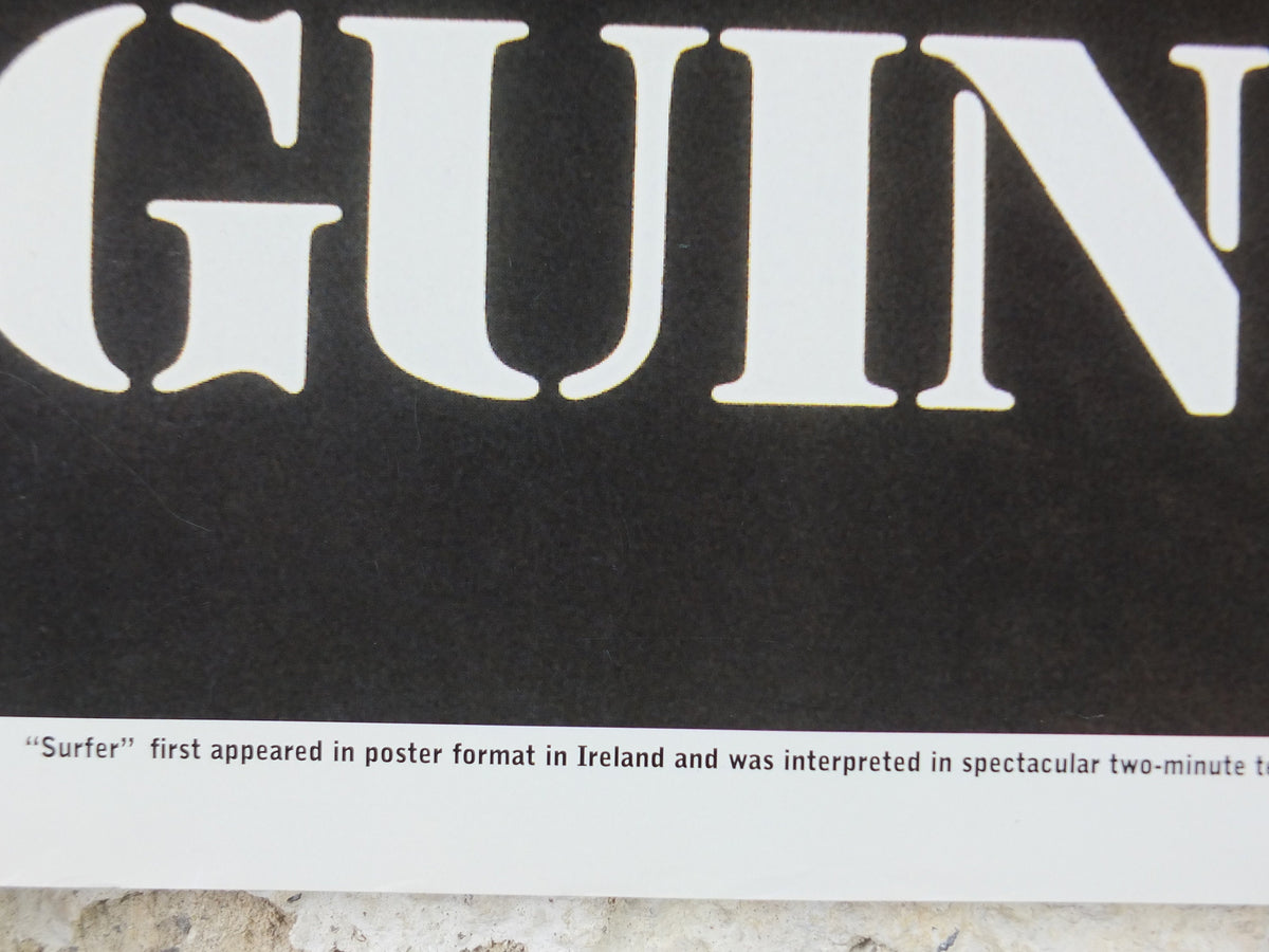 2001 Vintage Guinness Poster, Surfer, Guinness Wave, advertising ale Irish stout beer, wall art retro decor