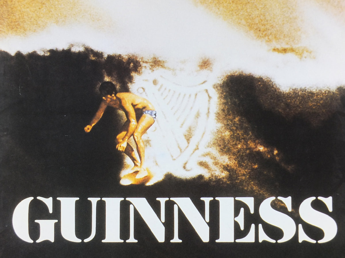 2001 Vintage Guinness Poster, Surfer, Guinness Wave, advertising ale Irish stout beer, wall art retro decor