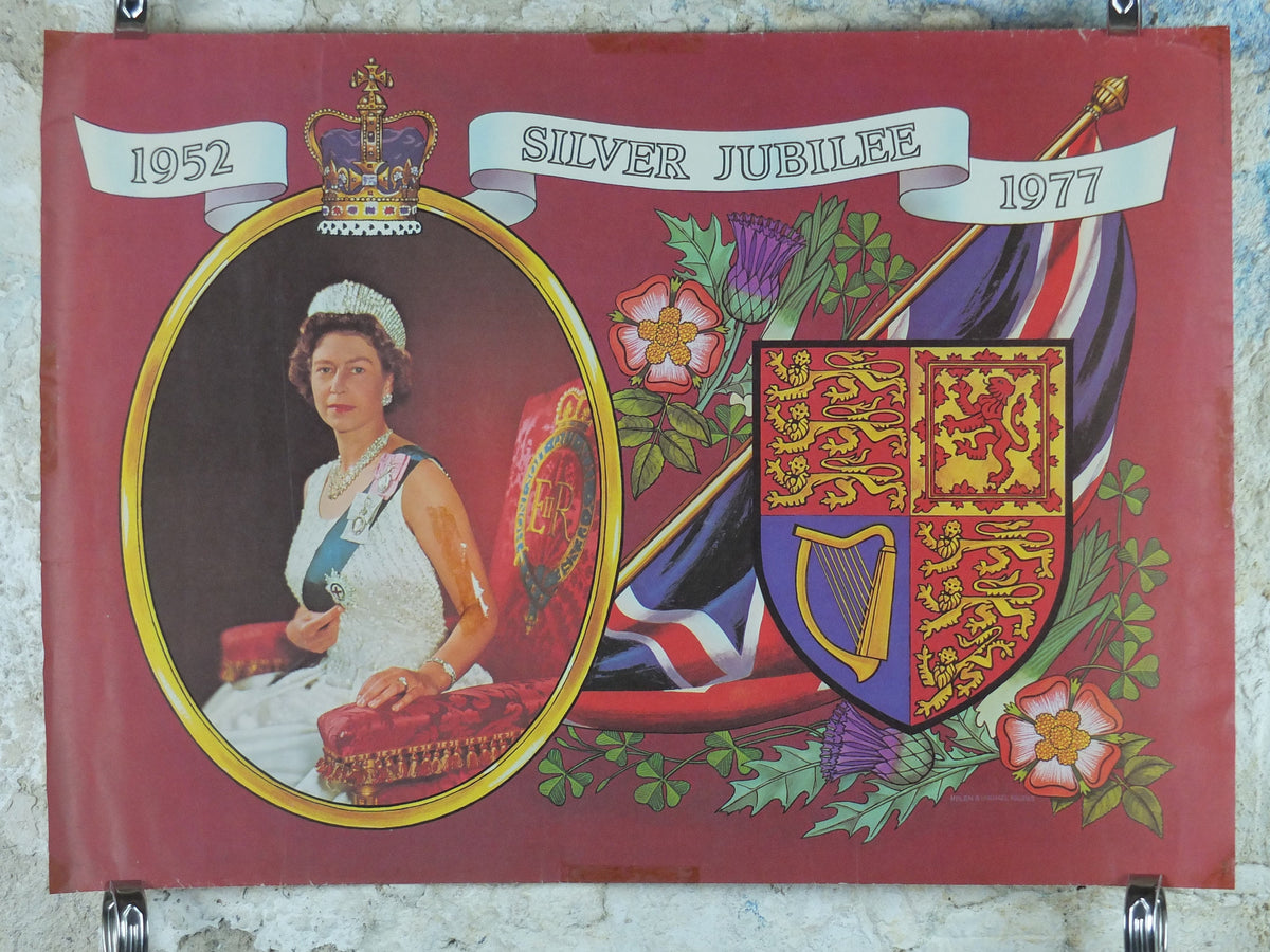 1978 Vintage Queen Elizabeth Silver Jubilee Poster, 1952-1978, Royal QE2, Advertising print wall art 1970s