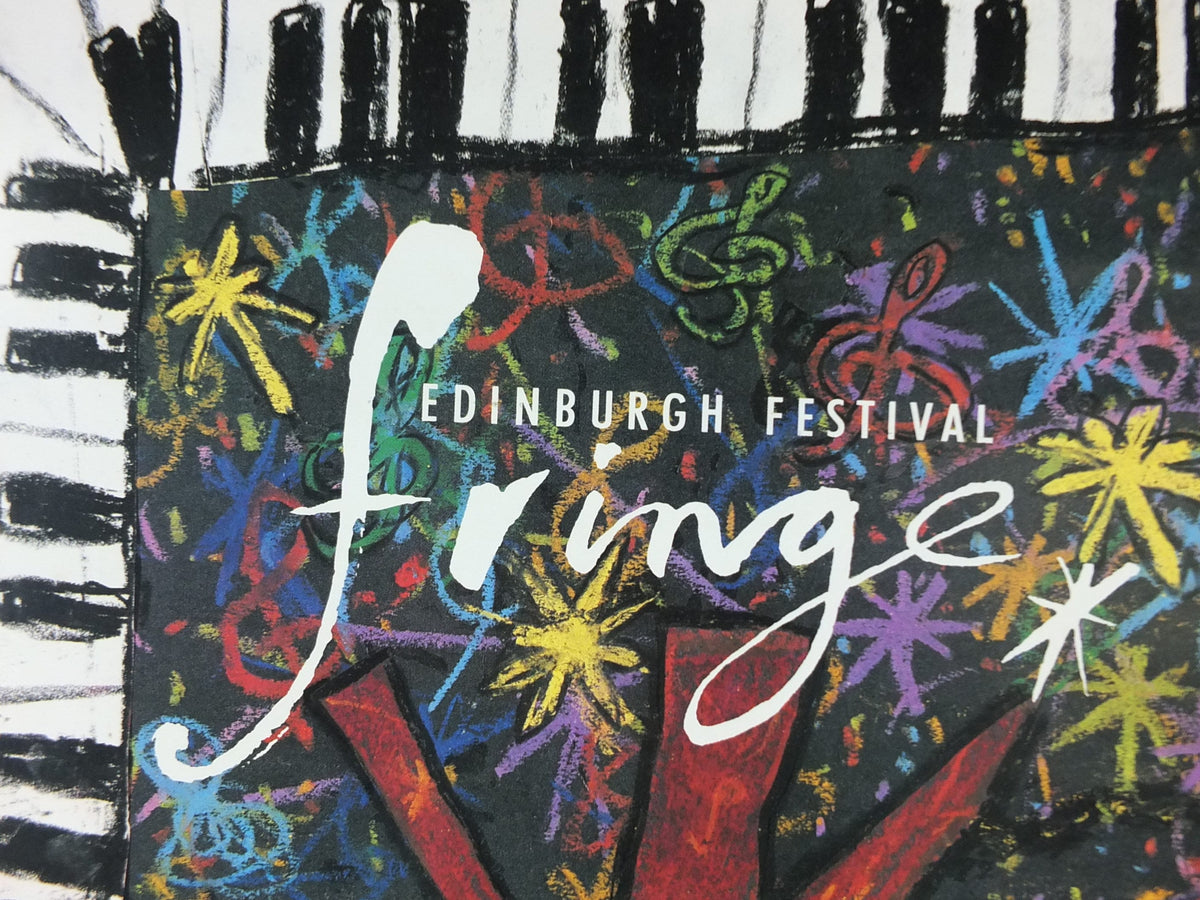 1994 Edinburgh Festival Fringe Poster, Arts Festival, dancing girl, sun, piano, artwork by Paul Kennedy, wall art decor