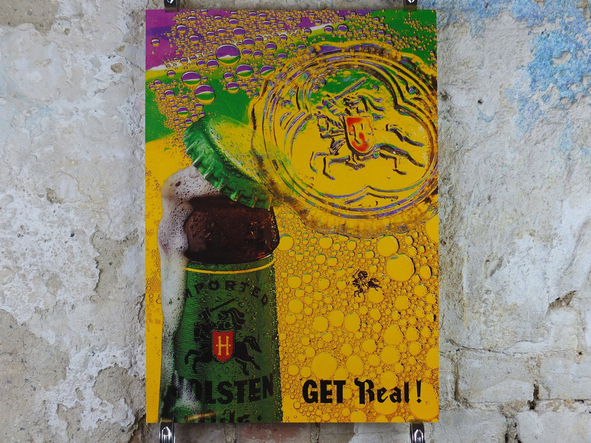 1996 Holstein Pils Poster, Get Real, Denis Leary, advertising lager beer, wall art decor