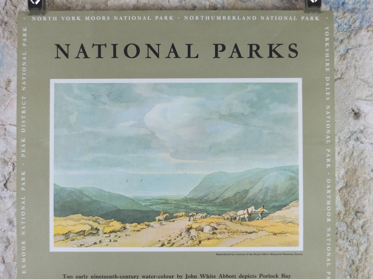 1965 Exmoor National Park Poster, John White Abbott, Porlock Bay, Travel and Tourism, walking trail, wall art decor