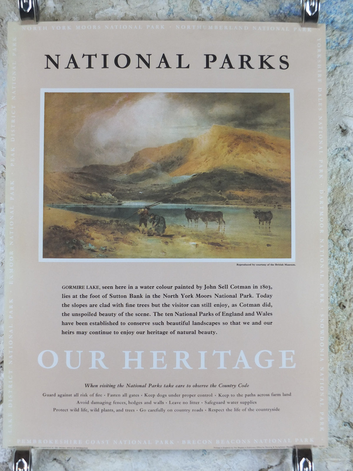 1965 North York Moors National Park Poster, John Sell Cotman, Sutton Bank, Travel and Tourism, walking trail, wall art decor