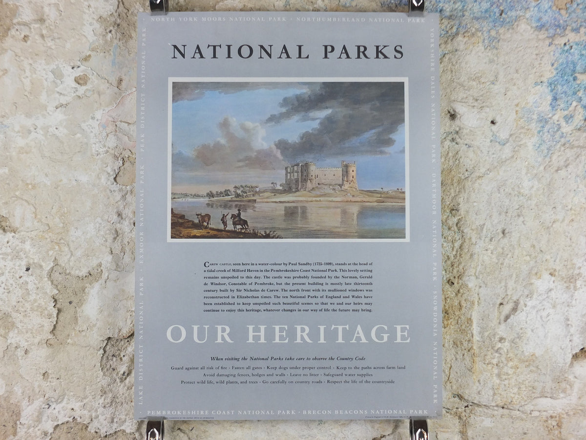 1965 Pembrokeshire Coast National Park Poster, Paul Sandby, Milford Haven, Travel and Tourism, walking trail, wall art decor