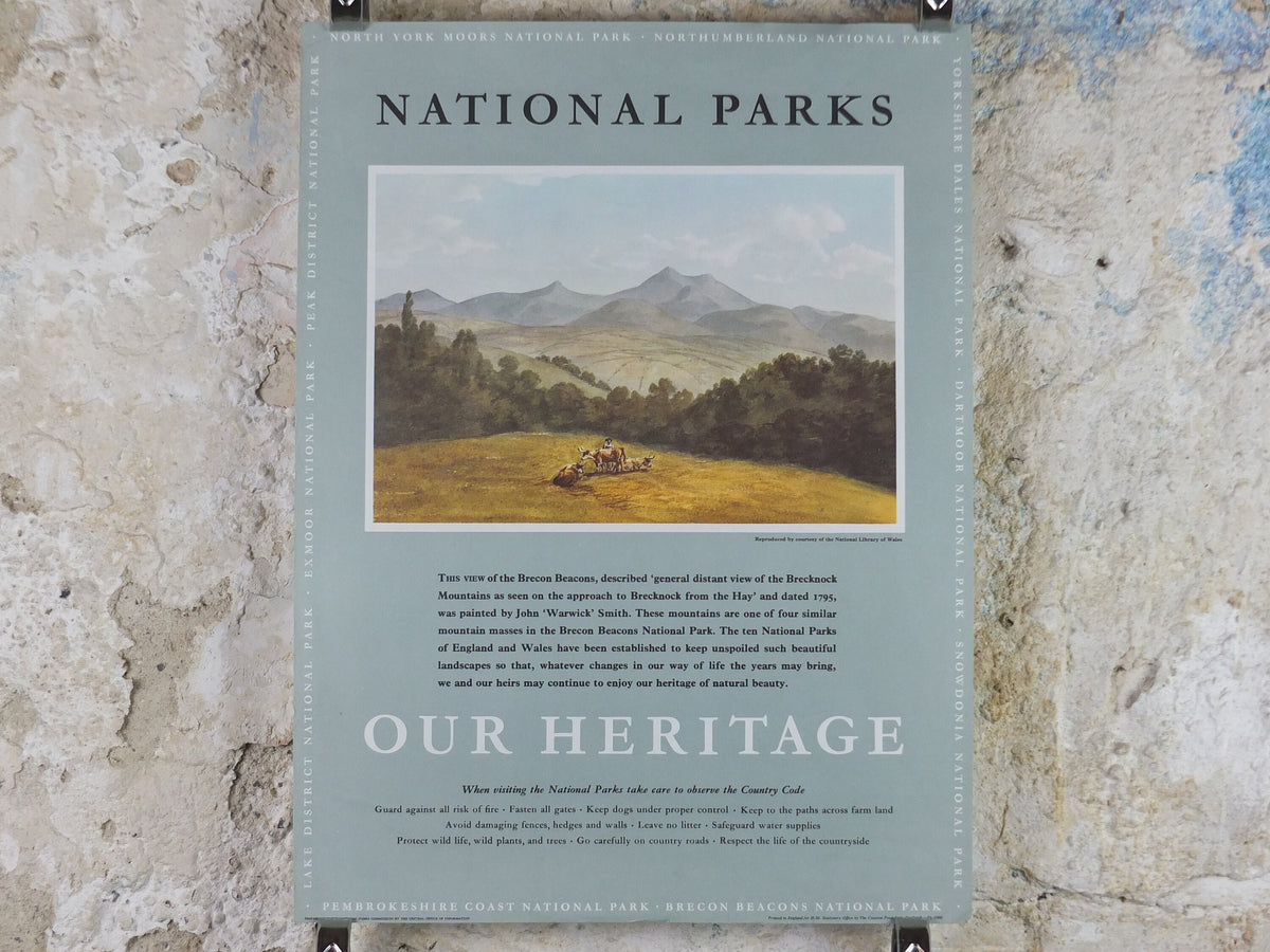 1965 Brecon Beacons National Park Poster, john Warwick Smith, Brecknock Mountains, Travel and Tourism, walking trail, wall art decor