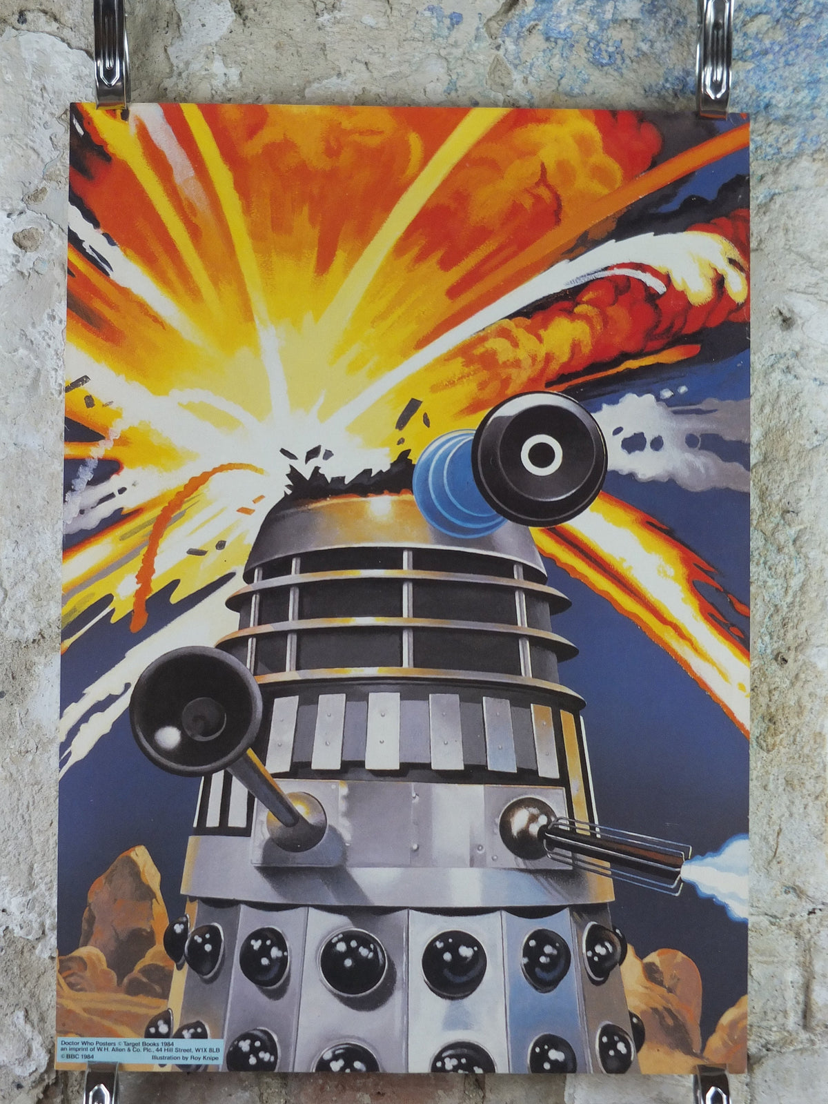 1985 Doctor Who Poster, Dalek, By Roy Knipe, BBC, vintage science fiction gifts for boys and girls and teenagers, fantasy wall art decor