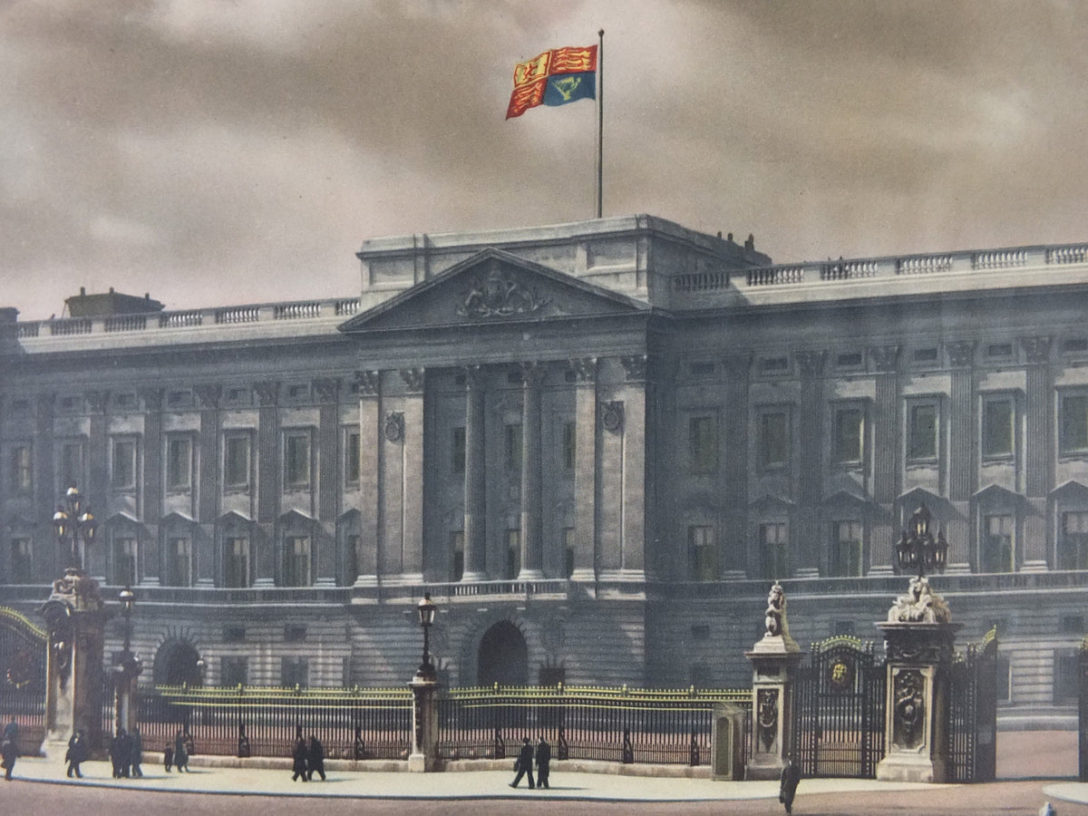1940s Vintage Buckingham Palace Poster, World War 2, WW2, London - Heart of the British Commonwealth, original print, retro wall art decor