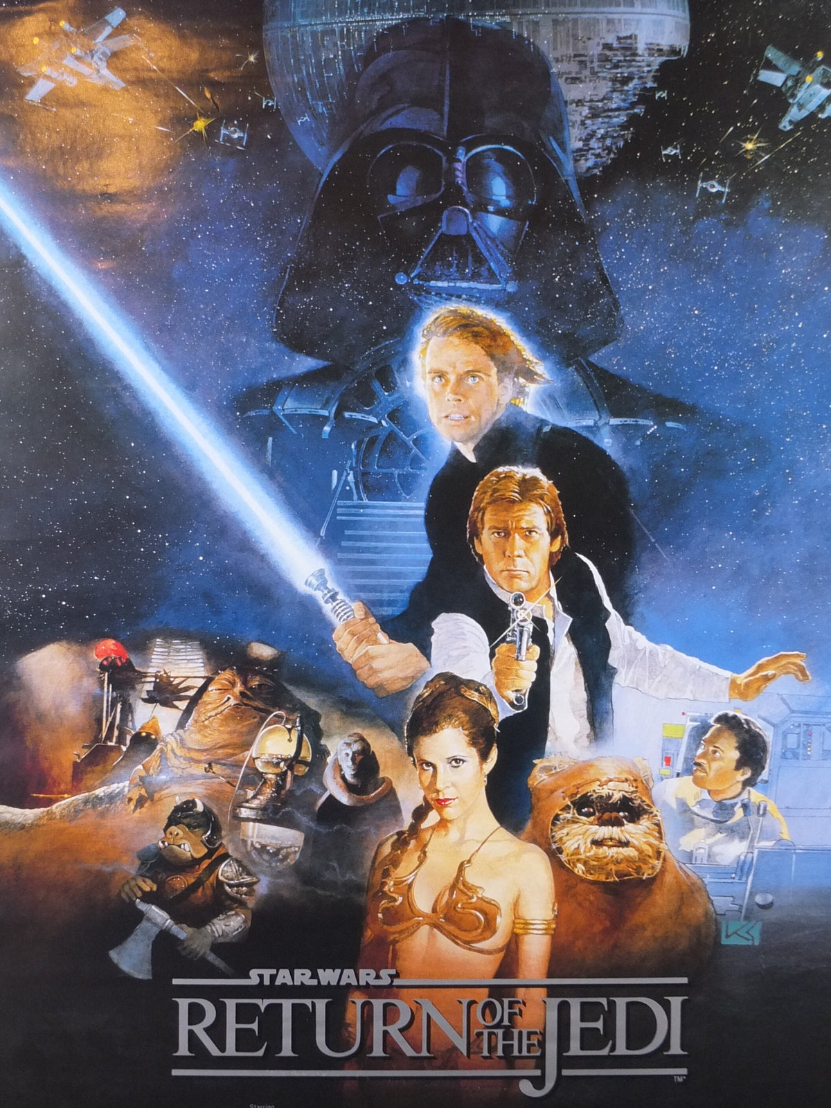 1995 Return of the Jedi Poster, International Star Wars Style B, by Kazuhiko Sano, Zigzag Germany variation, film wall art decor
