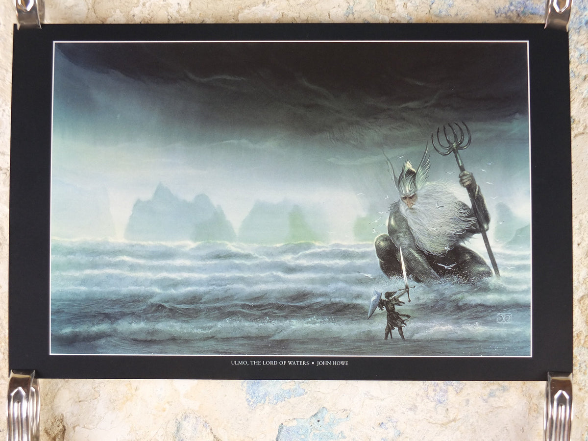 1999 Tolkien Unfinished Tales Poster, Ulmo Lord of Waters, by John Howe, Middle Earth pre Lord of the Rings, print wall art decor