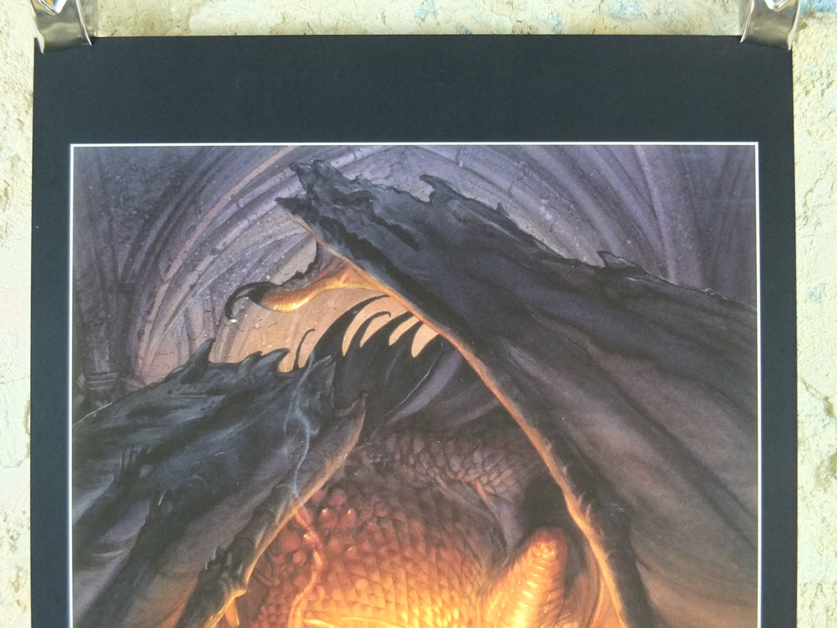 1999 Tolkien The Hobbit Poster, Smaug, by John Howe, Middle Earth, Lord of the Rings, print wall art decor