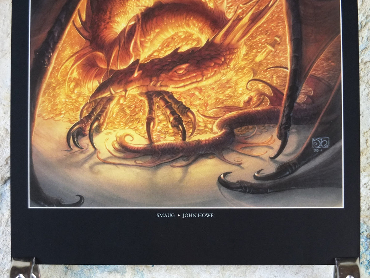 1999 Tolkien The Hobbit Poster, Smaug, by John Howe, Middle Earth, Lord of the Rings, print wall art decor
