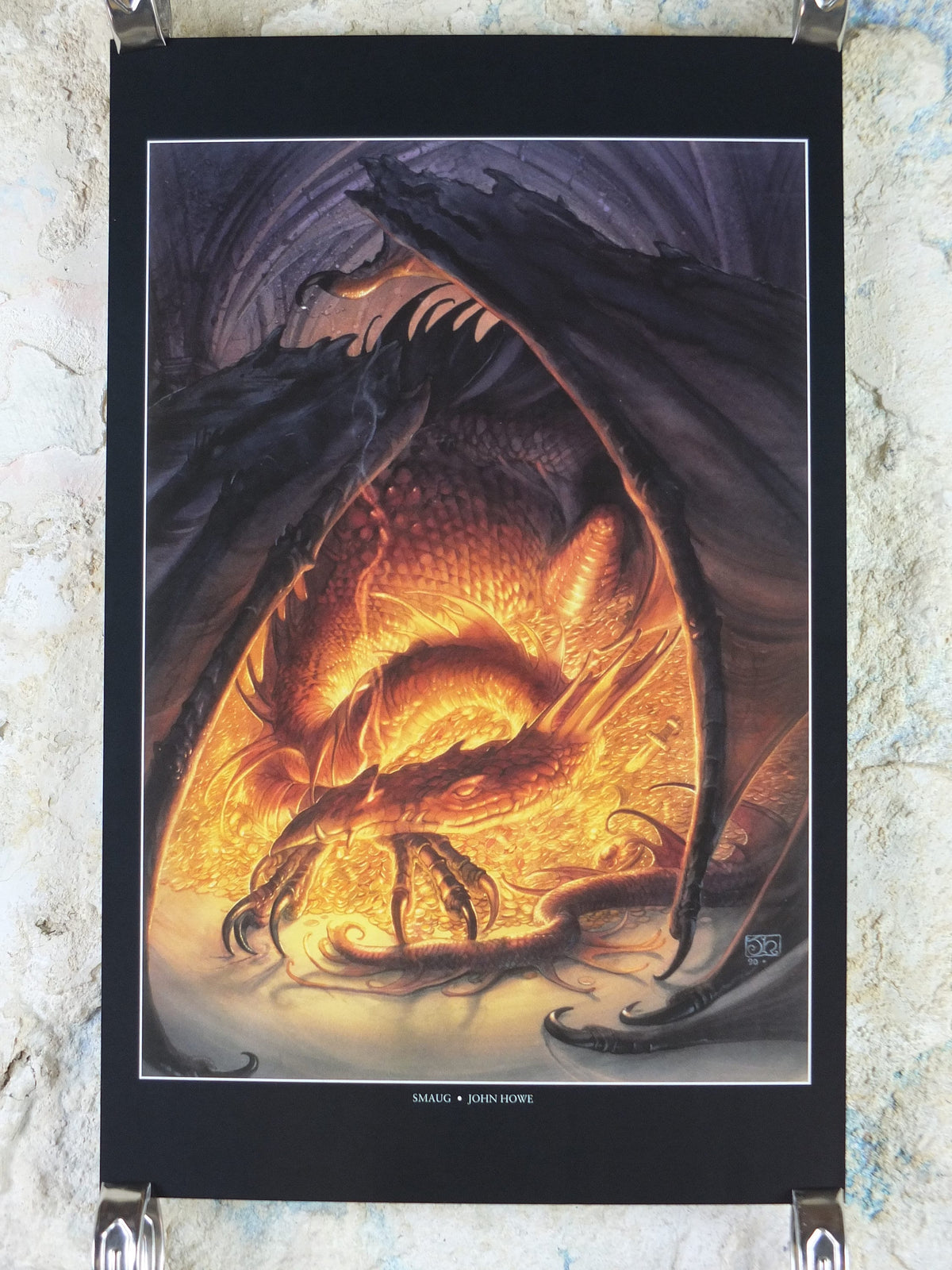 1999 Tolkien The Hobbit Poster, Smaug, by John Howe, Middle Earth, Lord of the Rings, print wall art decor