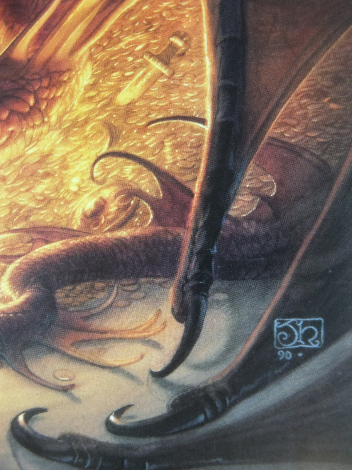 1999 Tolkien The Hobbit Poster, Smaug, by John Howe, Middle Earth, Lord of the Rings, print wall art decor