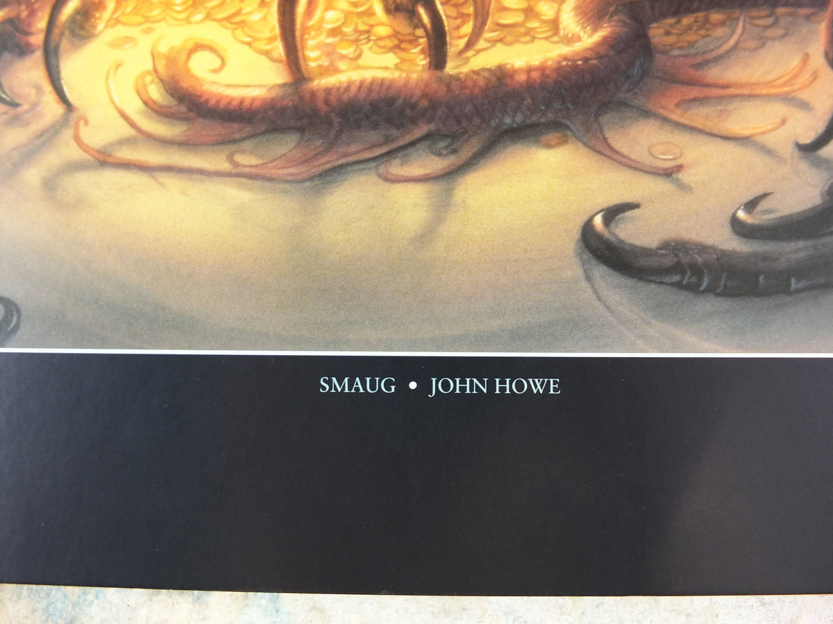 1999 Tolkien The Hobbit Poster, Smaug, by John Howe, Middle Earth, Lord of the Rings, print wall art decor