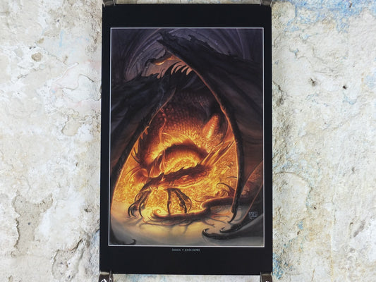 1999 Tolkien The Hobbit Poster, Smaug, by John Howe, Middle Earth, Lord of the Rings, print wall art decor