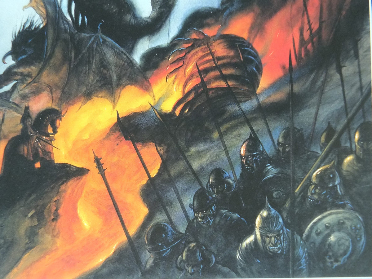 1999 Tolkien Silmarillion Poster, The Fall of Gondolin, by John Howe, Middle Earth pre Lord of the Rings, print wall art decor