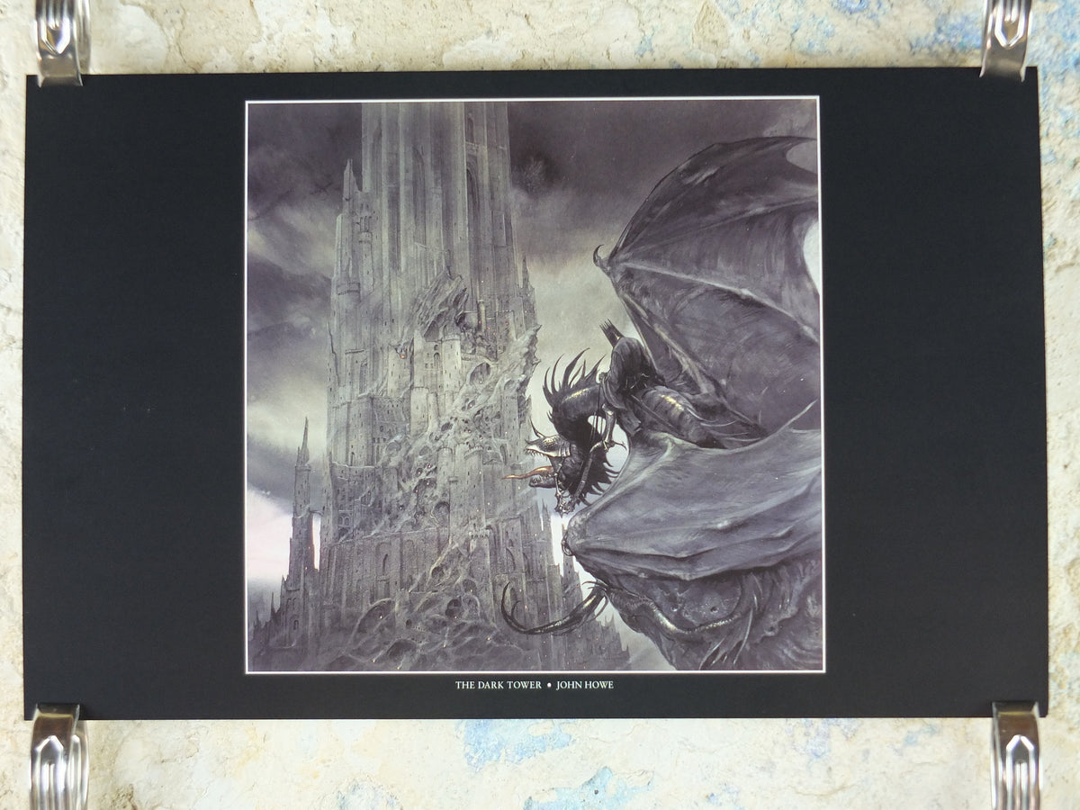 1999 Tolkien The Two Towers Poster, The Dark Tower and Nazgul, by John Howe, Middle Earth, Lord of the Rings, print wall art decor