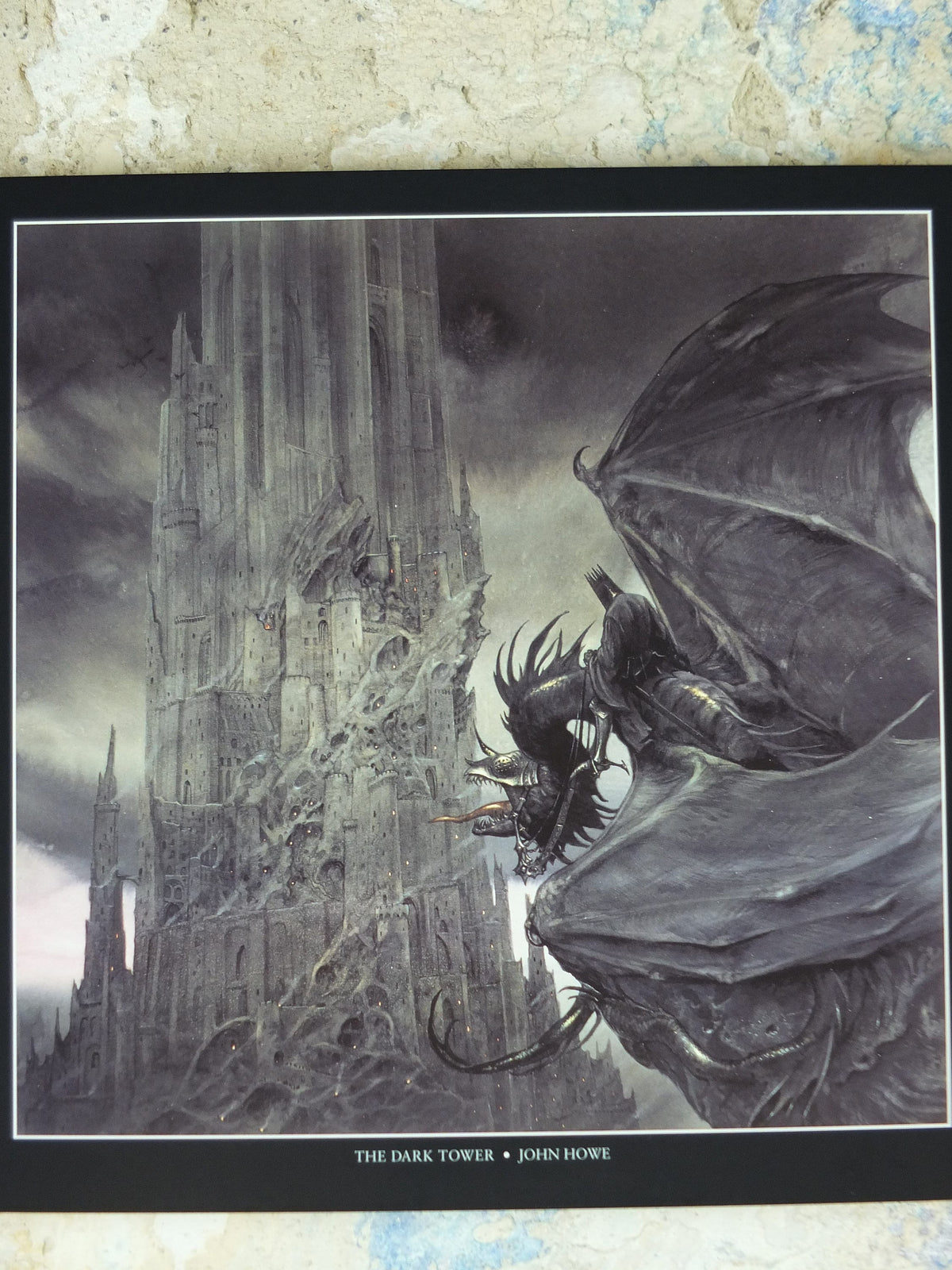 1999 Tolkien The Two Towers Poster, The Dark Tower and Nazgul, by John Howe, Middle Earth, Lord of the Rings, print wall art decor