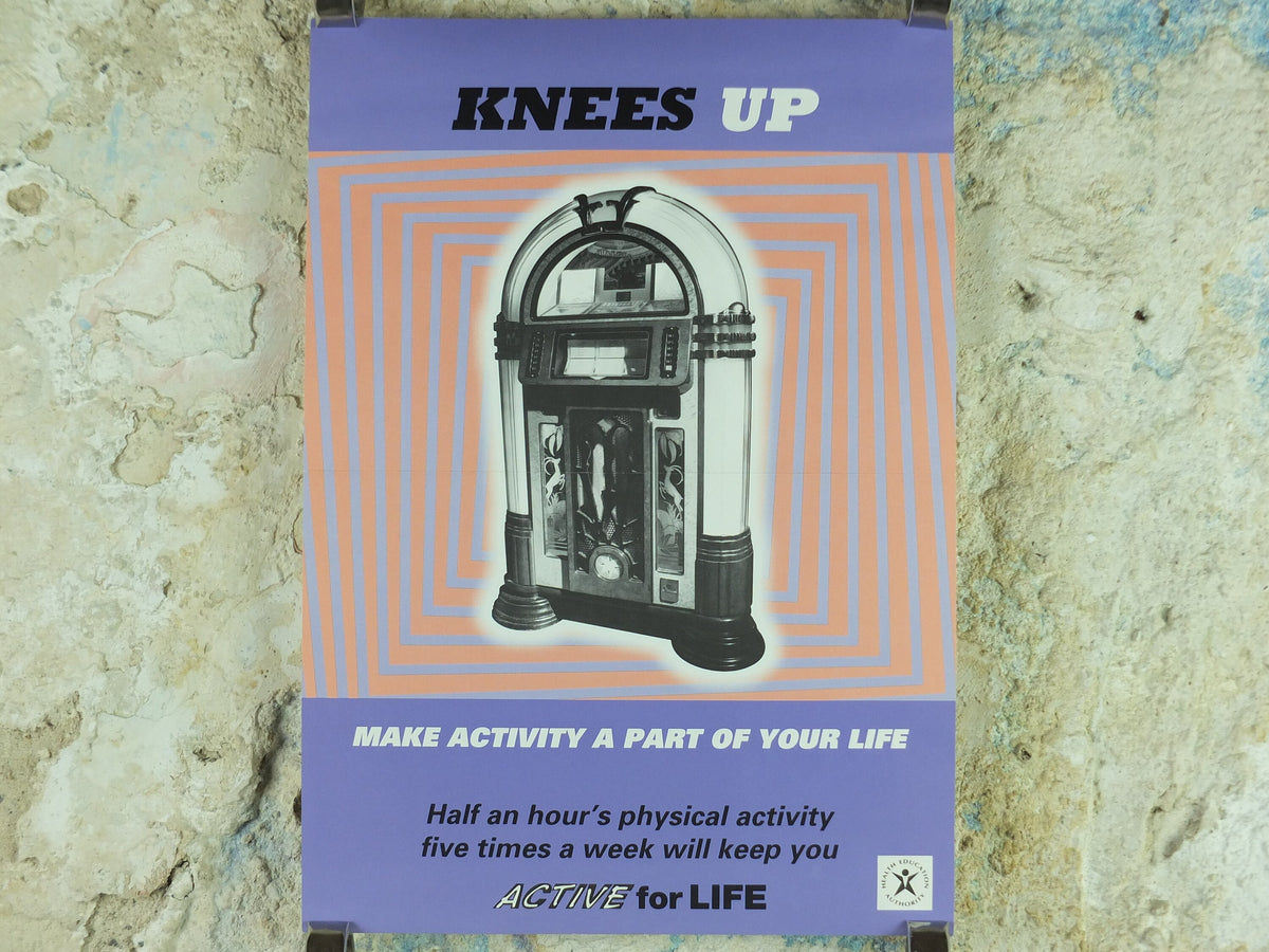 1990s Dancing Jukebox Poster, Active for Life Health Education Authority for healthy lifestyle, fitness advertising print wall art decor