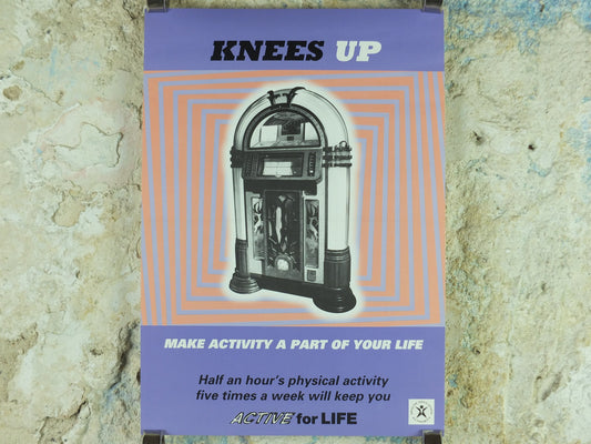 1990s Dancing Jukebox Poster, Active for Life Health Education Authority for healthy lifestyle, fitness advertising print wall art decor