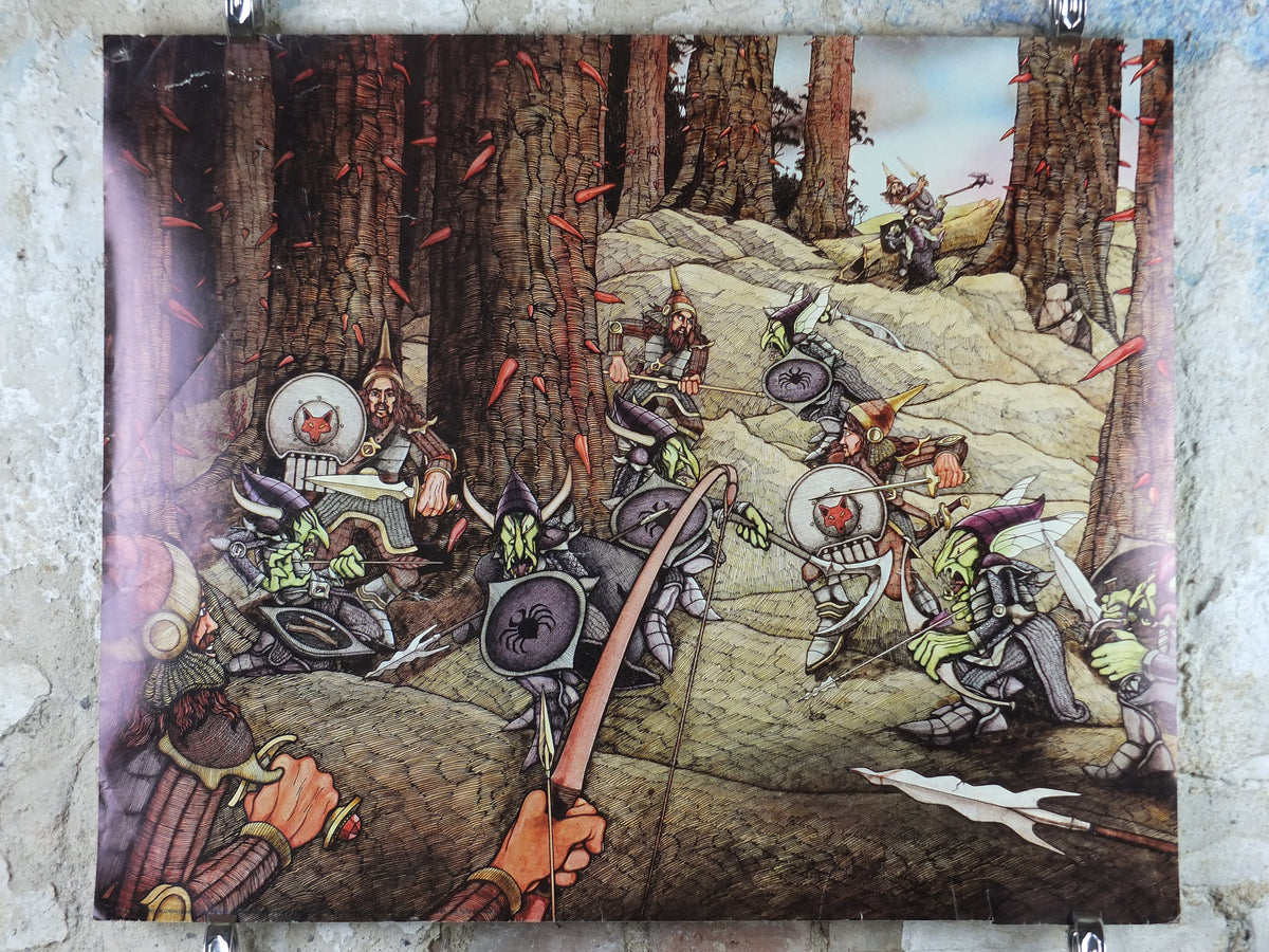 1970s Forest Reckoning Poster, GA35 epic adventure quest art by Rodney Matthews, Big O Posters, fantasy wall art decor