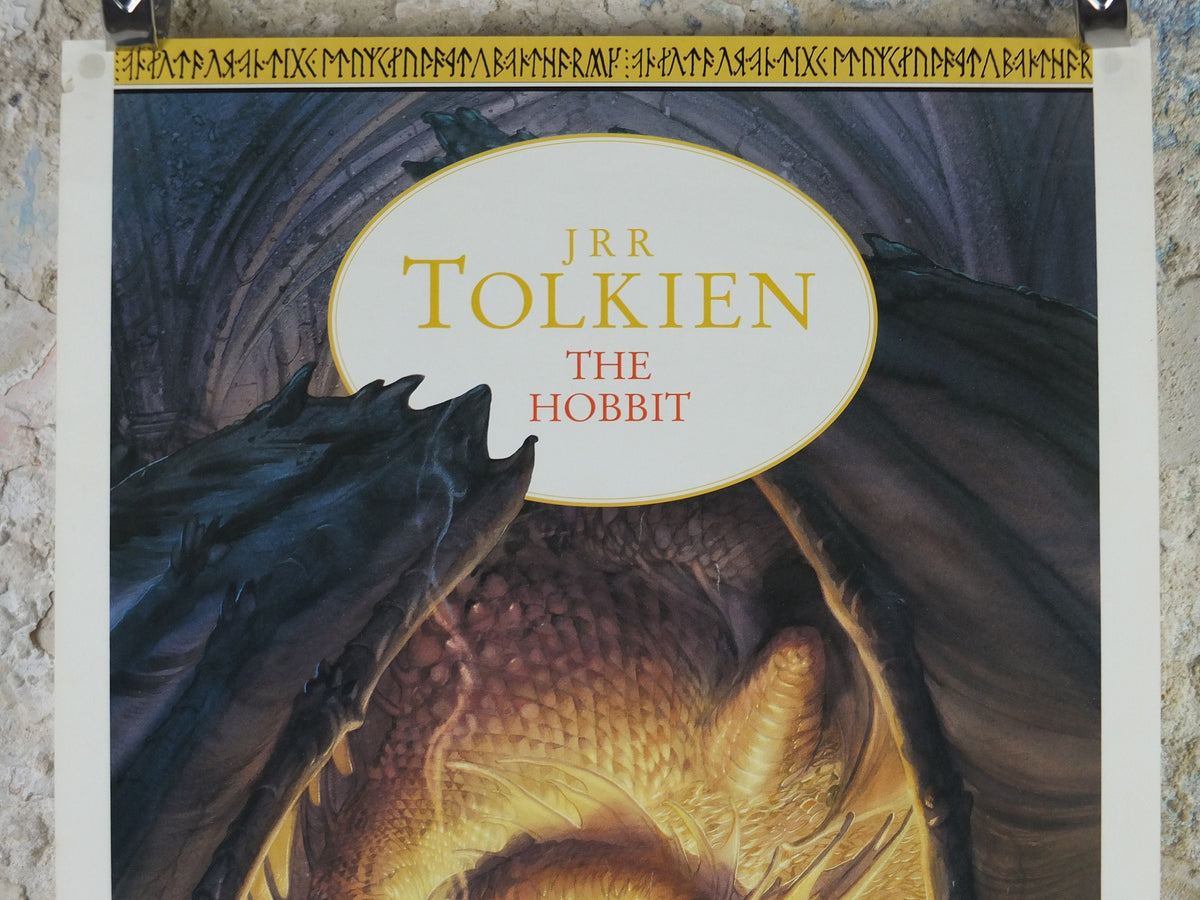1992 Vintage Tolkien Centenary The Hobbit Poster, Smaug and the dragon hoard, Lonely Mountain, John Howe, illustration print wall art decor