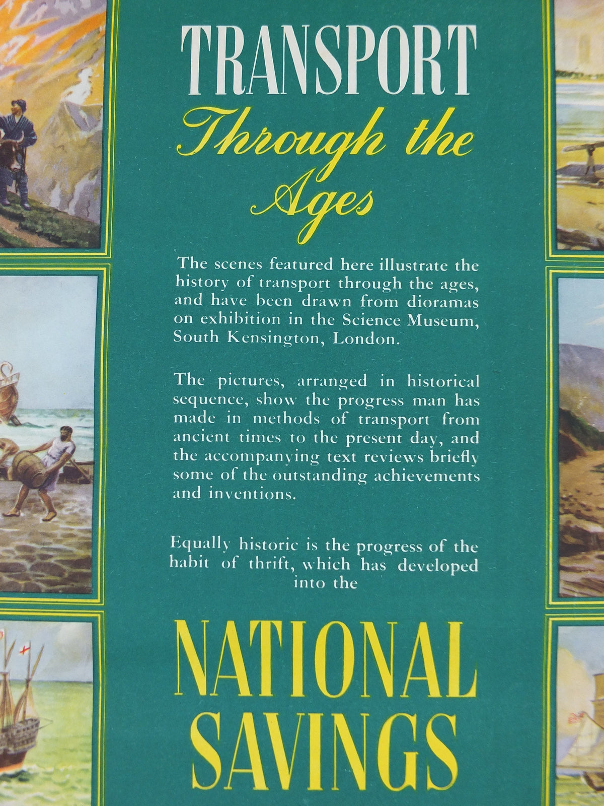 1948 Original National Savings Poster, Planes, Trains, Automobiles, Transport through the Ages, England, wall art retro decor