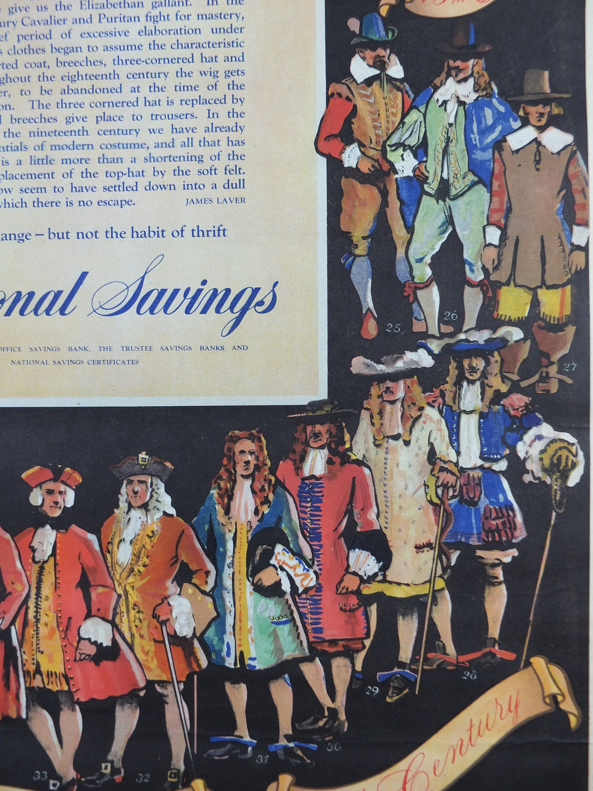 1948 Original National Savings Poster, historical costumes, mens fashion through the years, England, wall art retro decor