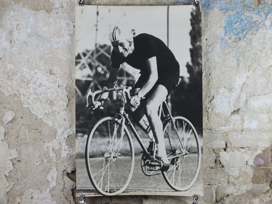 Vintage Cycling Poster, monochrome racing bike, road racing, Mamil, middle aged man in lycra, wall art retro decor
