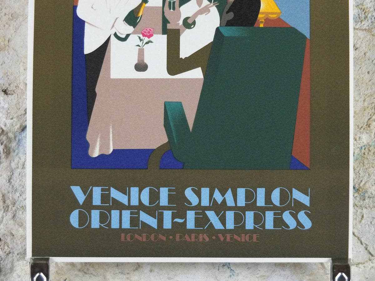 Original Venice Simplon Orient Express Poster, Dining Car by Fix Masseau, 1985 limited edition of 200, train, art deco, wall art decor
