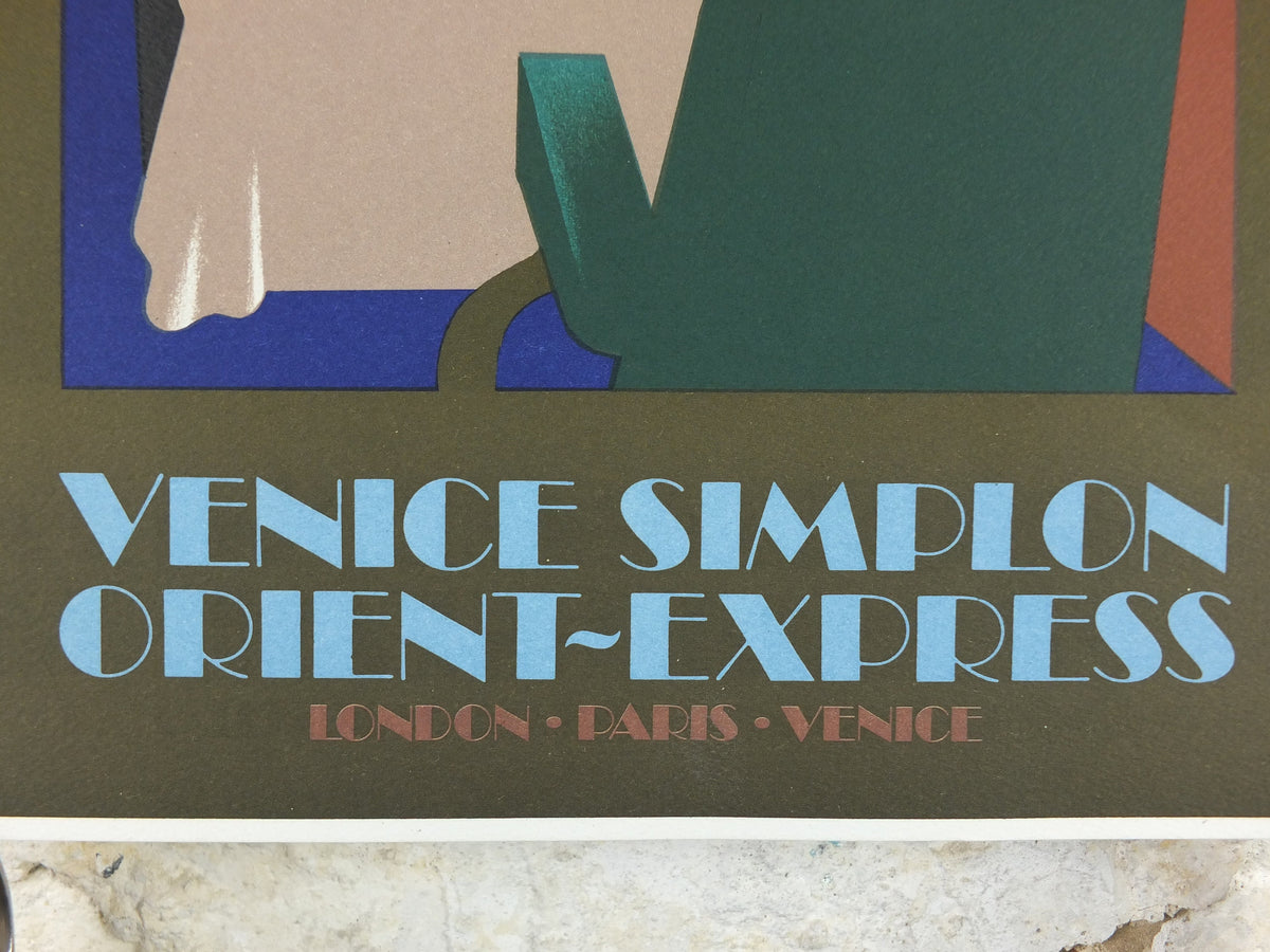 Original Venice Simplon Orient Express Poster, Dining Car by Fix Masseau, 1985 limited edition of 200, train, art deco, wall art decor