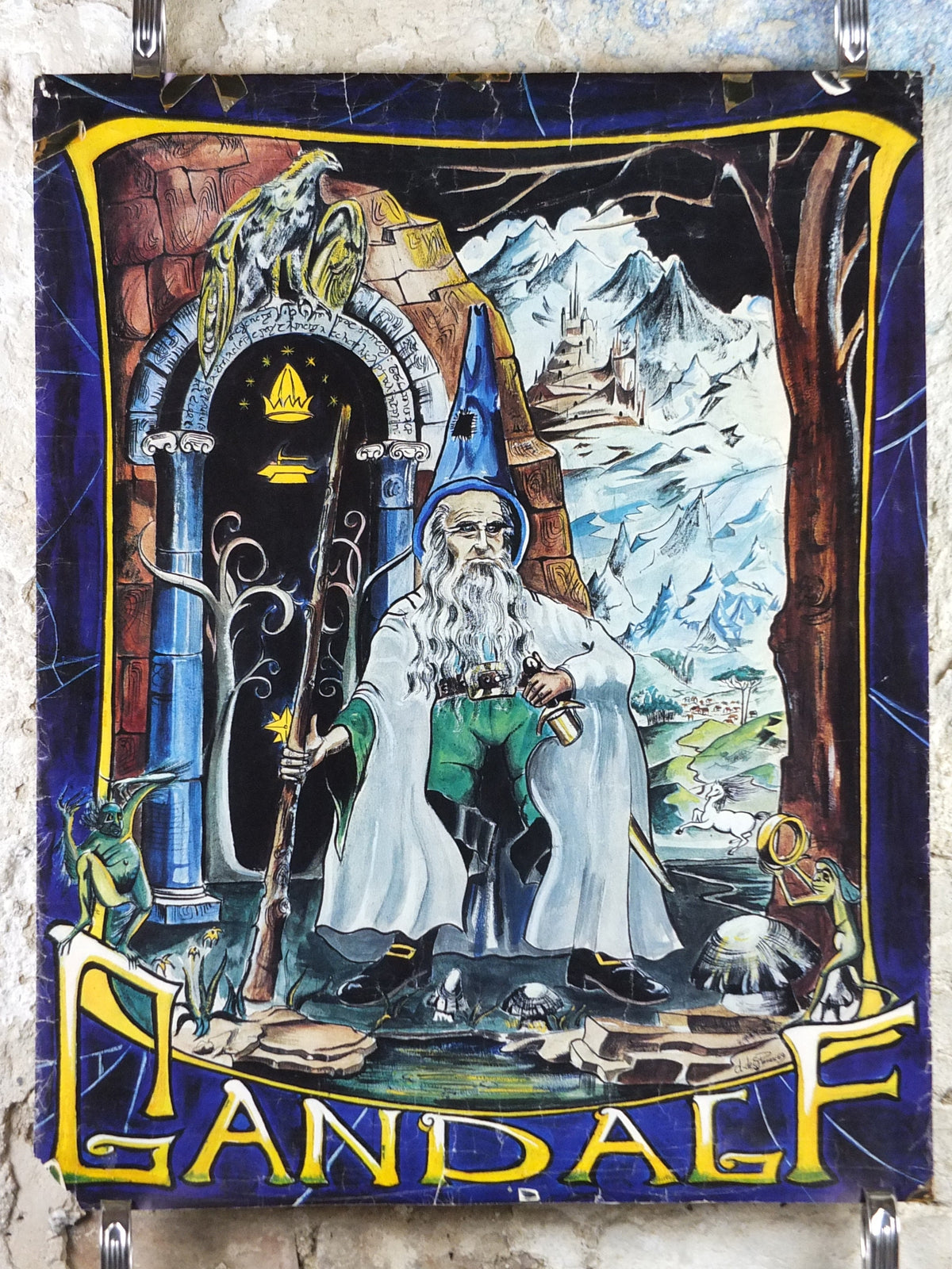 1969 Lord of the Rings Gandalf Poster, by D. de S. Pernes, J.R.R. Tolkien, Middle Earth, Third Age fantasy fiction wall art decor