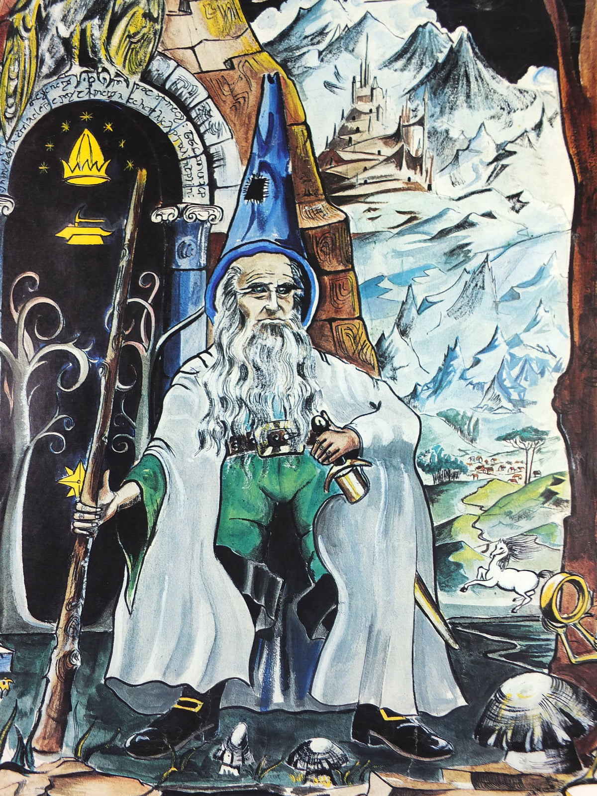 1969 Lord of the Rings Gandalf Poster, by D. de S. Pernes, J.R.R. Tolkien, Middle Earth, Third Age fantasy fiction wall art decor