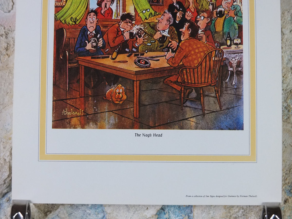 1974 Original Vintage Guinness Poster, The Nag's Head, by Norman Thewell, pub lovers, advertising ale Irish stout print, wall art retro