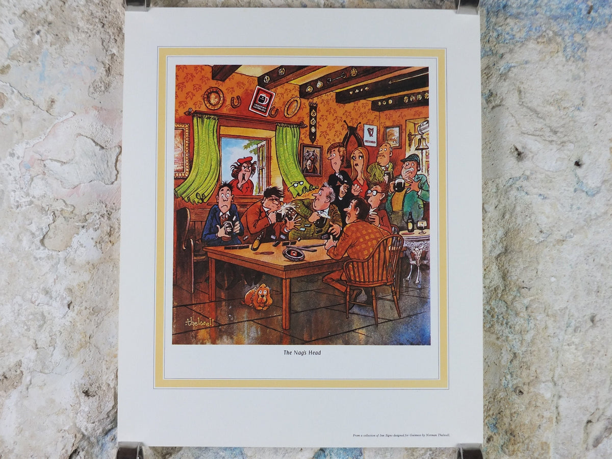 1974 Original Vintage Guinness Poster, The Nag's Head, by Norman Thewell, pub lovers, advertising ale Irish stout print, wall art retro
