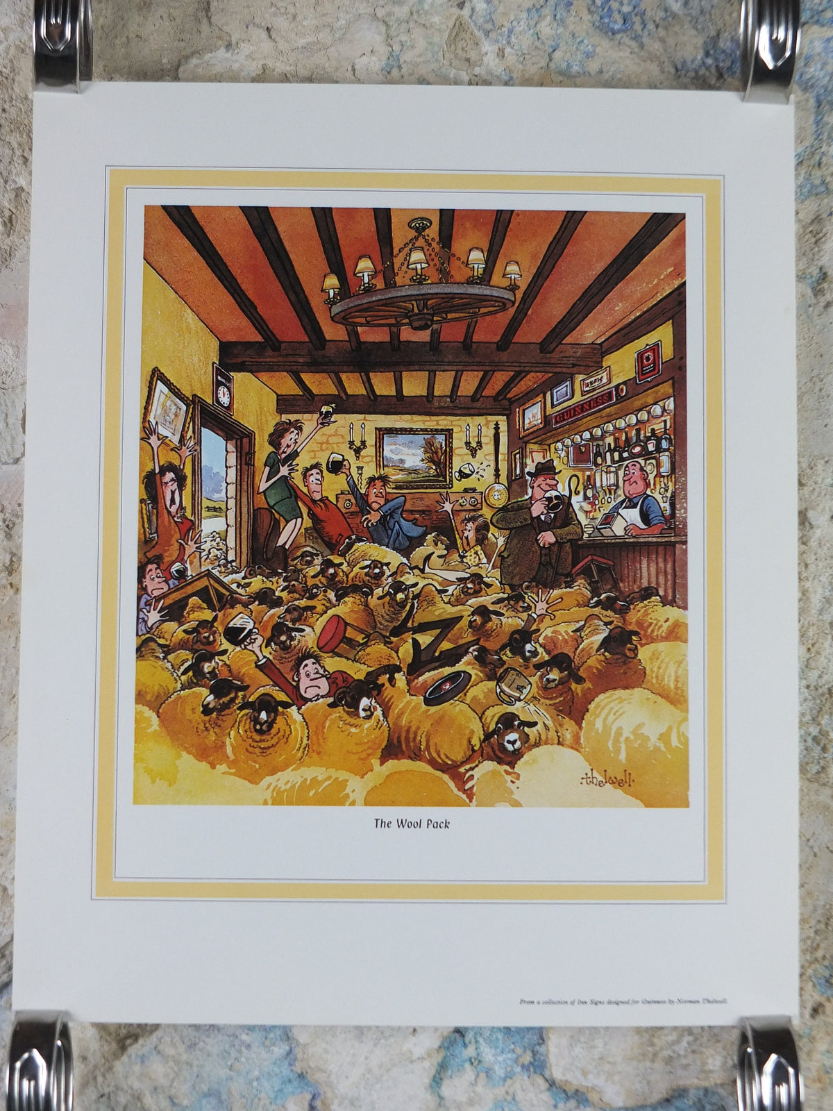1974 Original Vintage Guinness Poster, The Wool Pack, by Norman Thewell, pub lovers, advertising ale Irish stout print, wall art retro