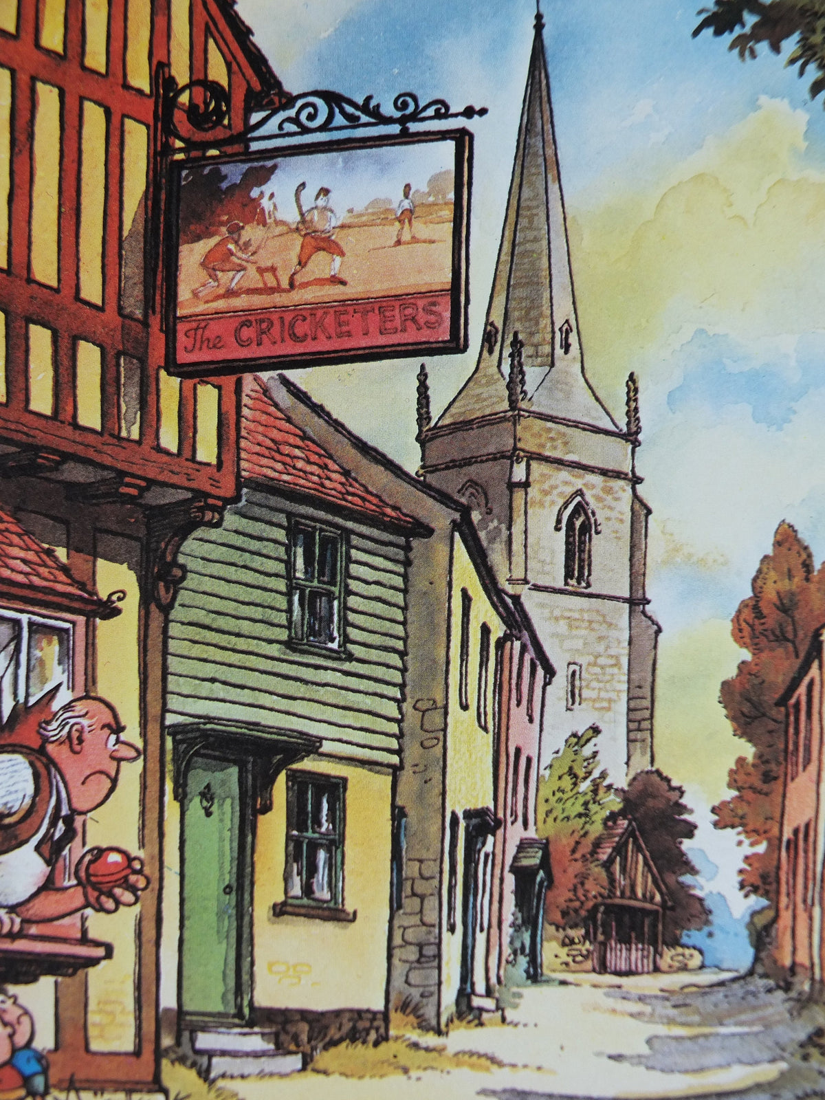 1974 Original Vintage Guinness Poster, The Cricketers, by Norman Thewell, pub lovers, advertising ale Irish stout print, wall art retro